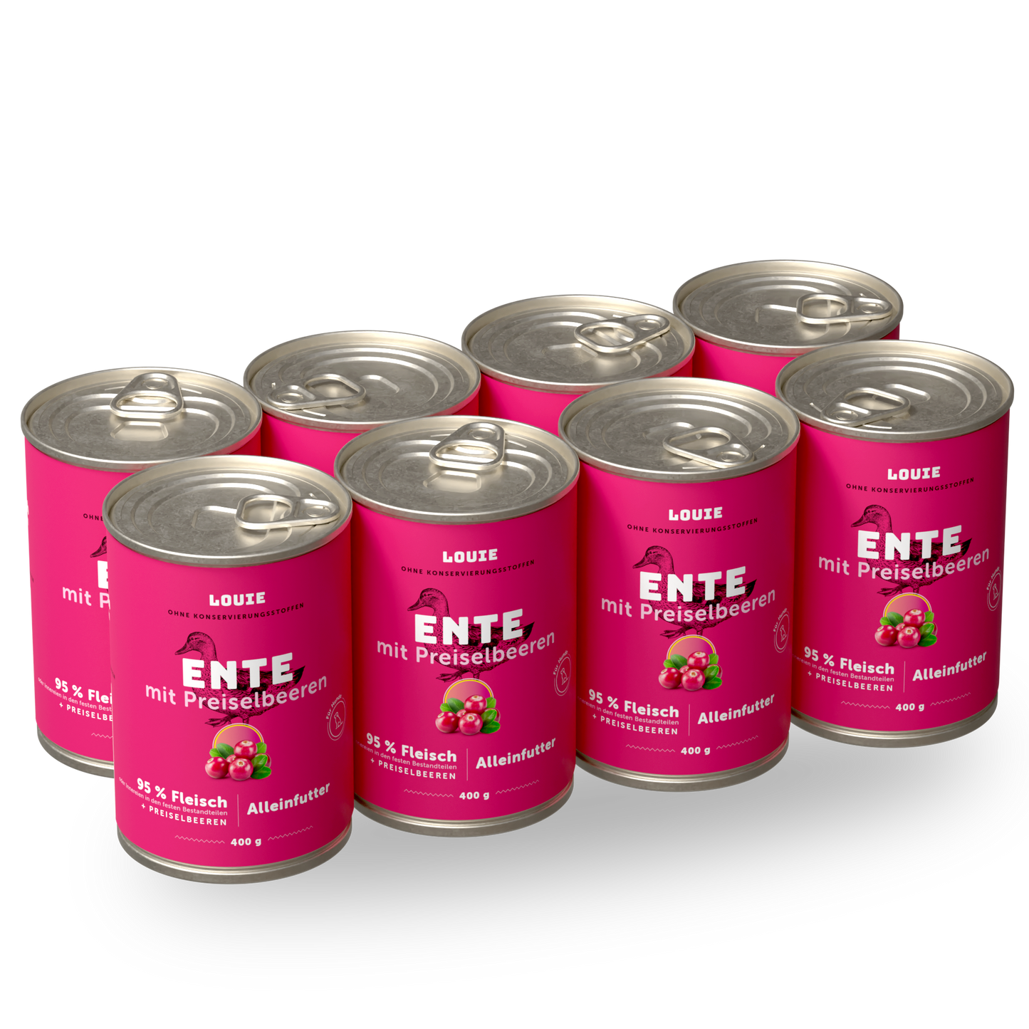 Vorteilspackung mit 8 Stück - Ente mit Preiselbeeren 400g
