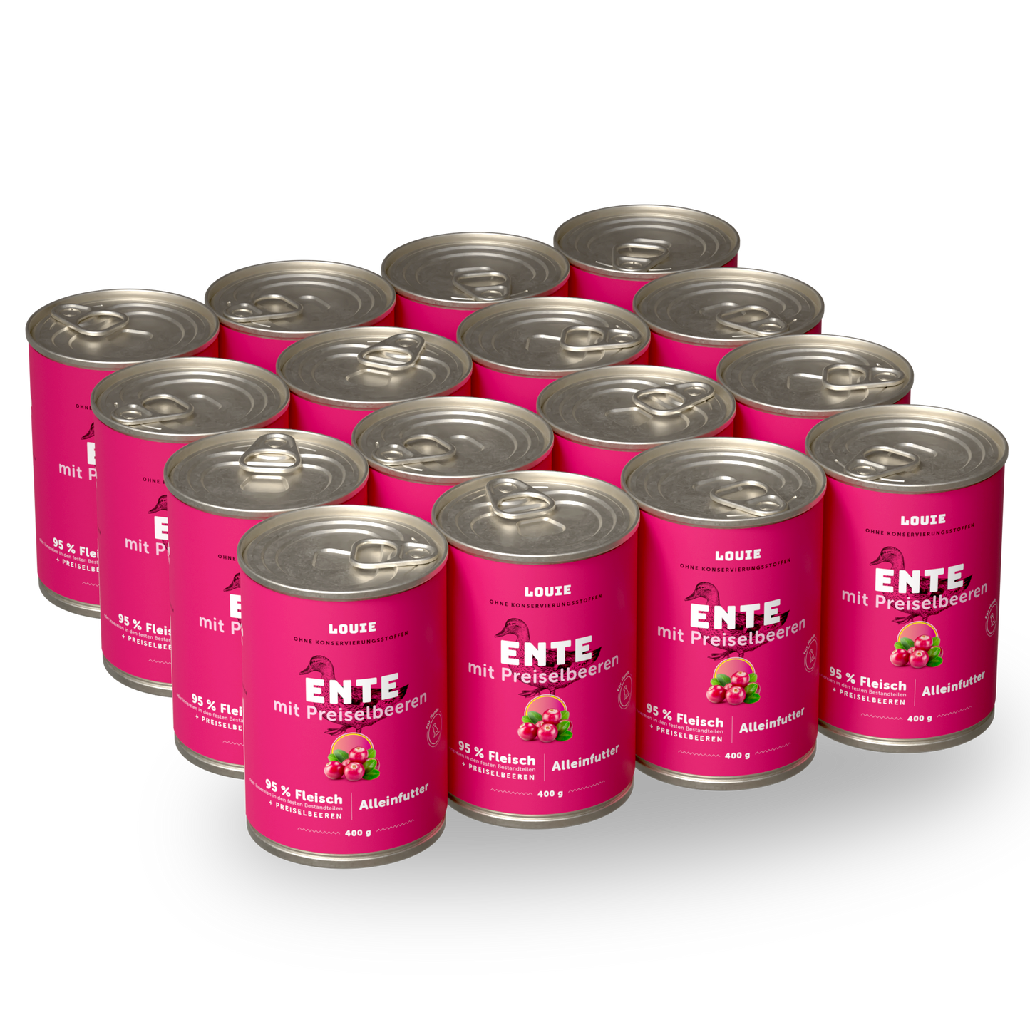 Vorteilspackung mit 16 Stück - Ente mit Preiselbeeren 400g