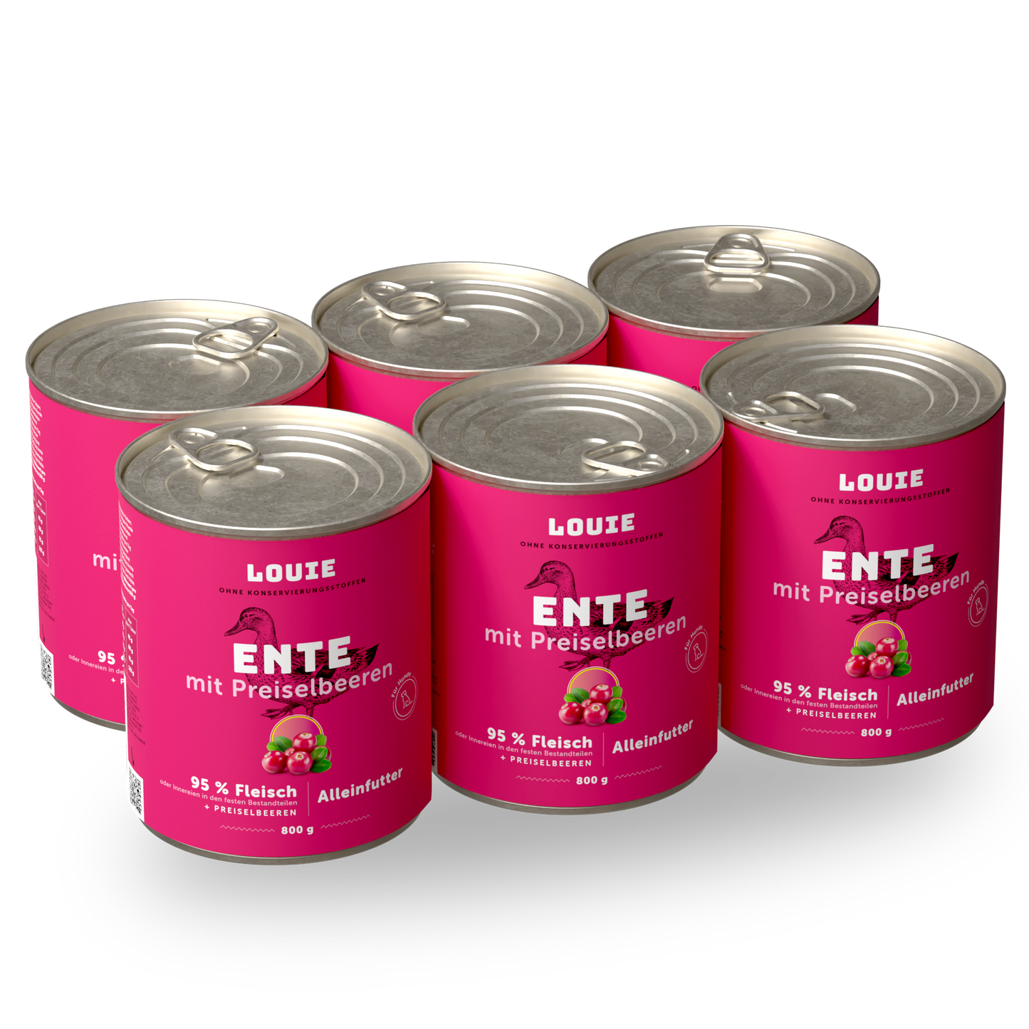 Vorteilspackung mit 6 Stück - Ente mit Preiselbeeren 800g