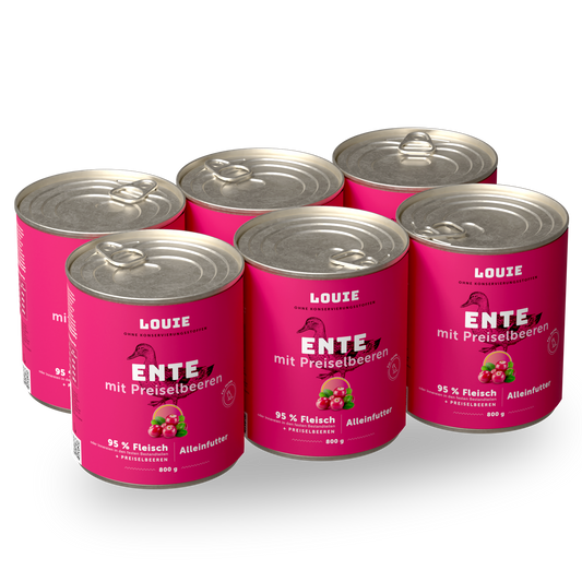 Vorteilspackung mit 6 Stück - Ente mit Preiselbeeren 800g