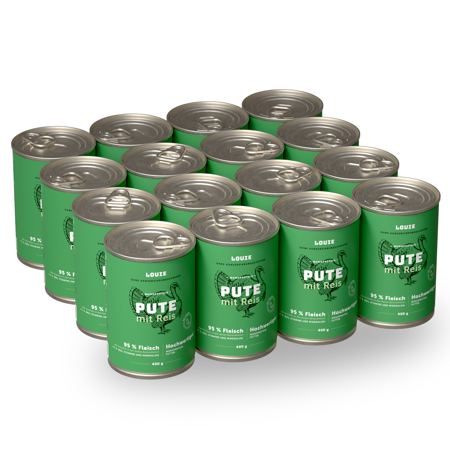 Vorteilspackung mit 16 Stück - Pute mit Reis 400g