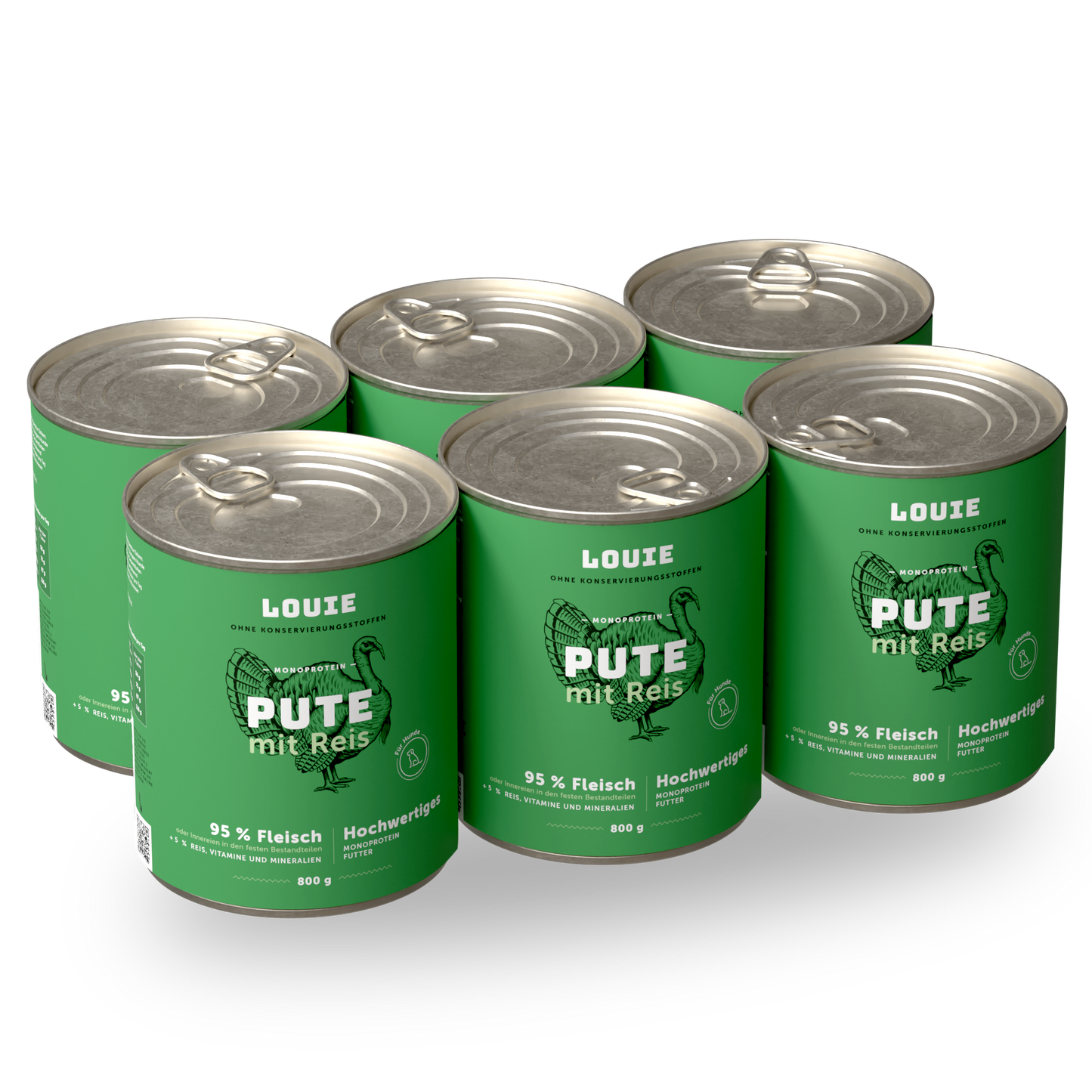 Vorteilspackung mit 6 Stück - Pute mit Reis 800g