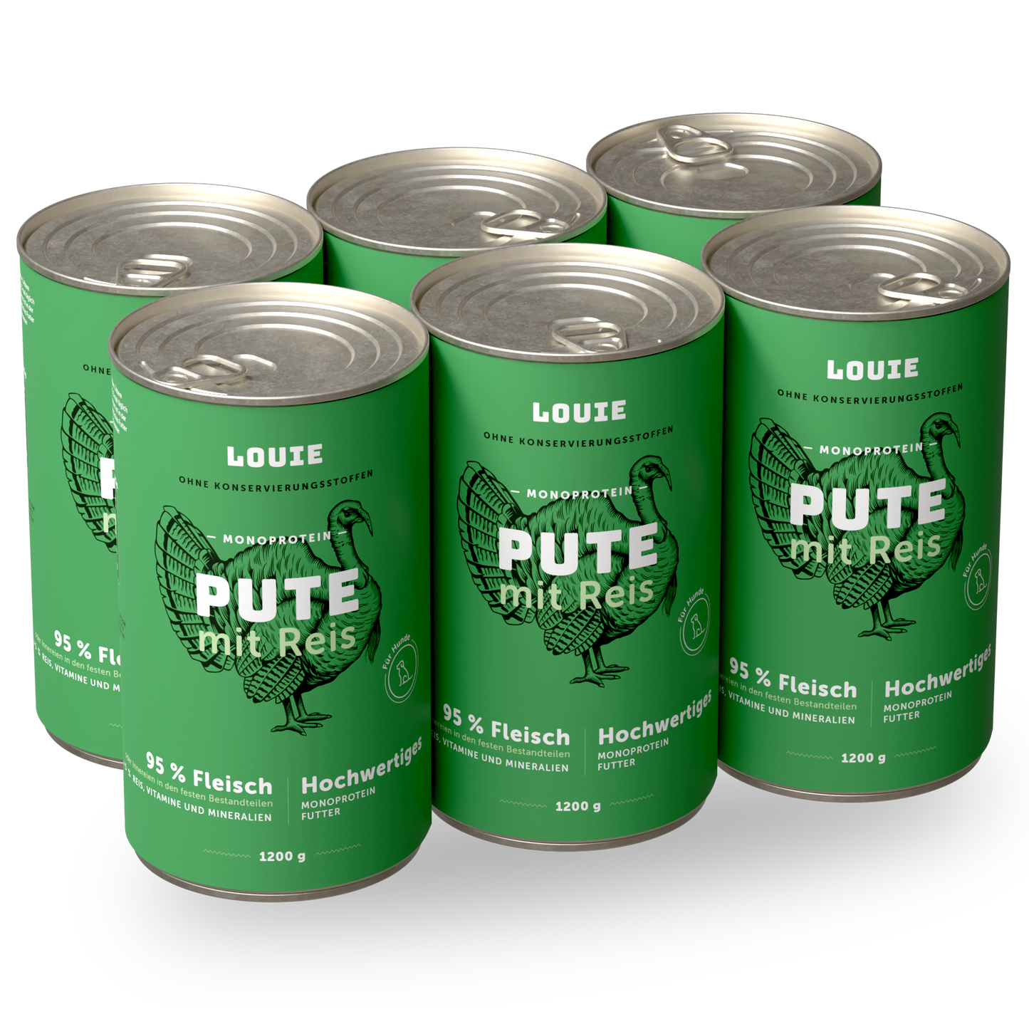 Vorteilspackung mit 6 Stück - Pute mit Reis 1200g