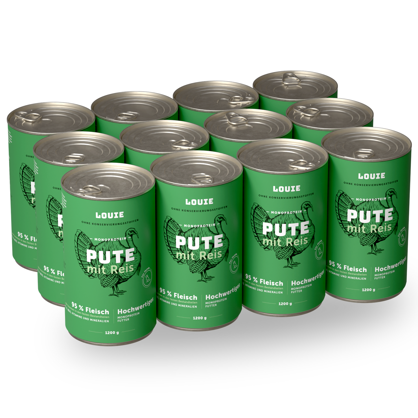 Vorteilspackung mit 12 Stück - Pute mit Reis 1200g