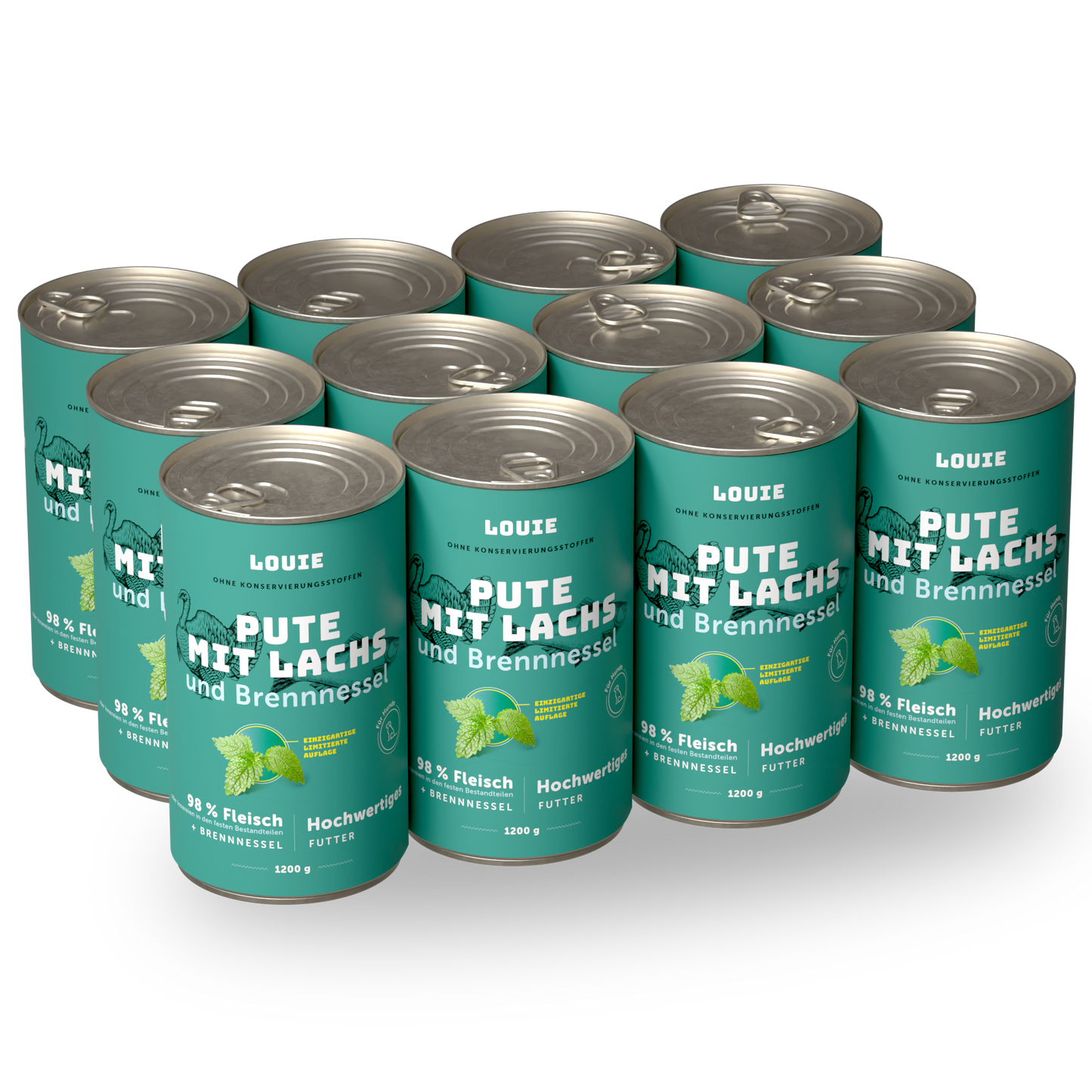 Vorteilspackung mit 12 Stück - Pute mit lachs und brennnessel 1200g