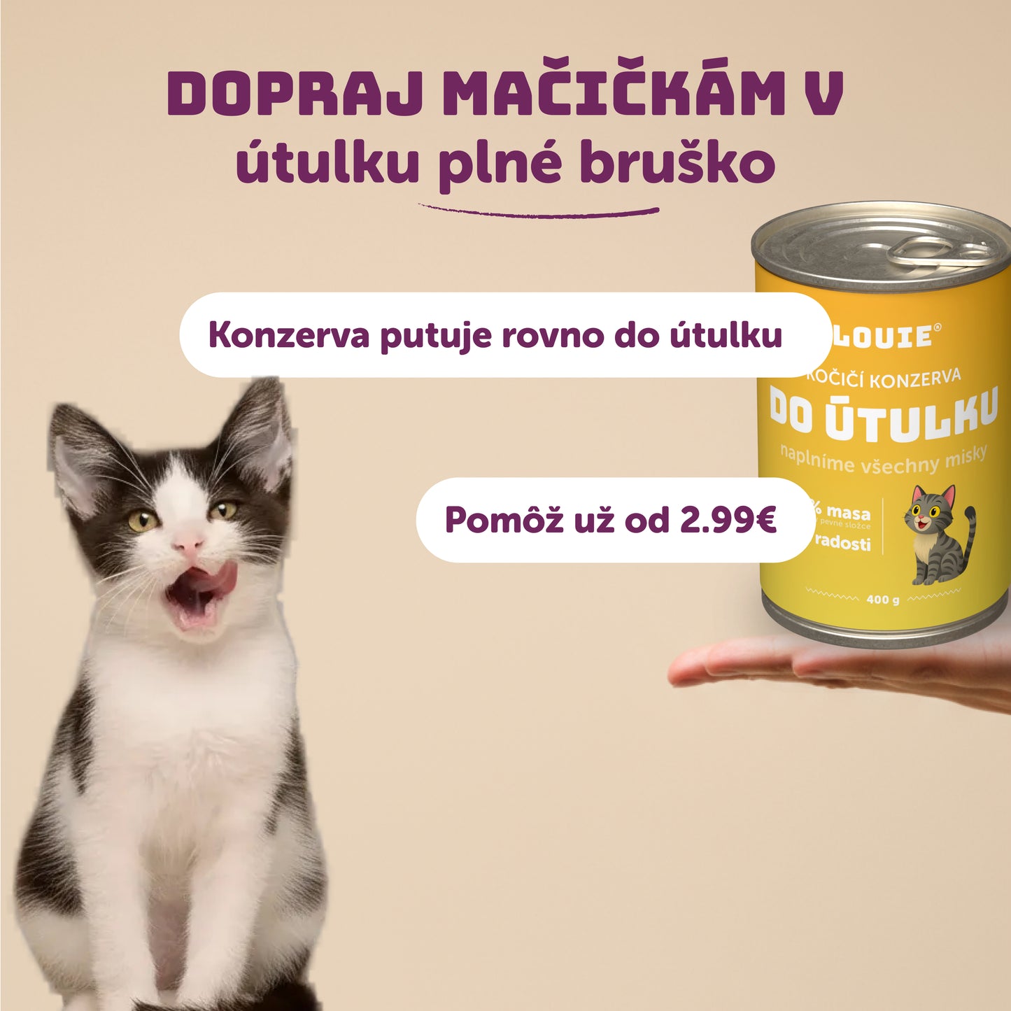 Mačací balíček do útulku 16ks, 400g - LOUIE pomáha útulkom