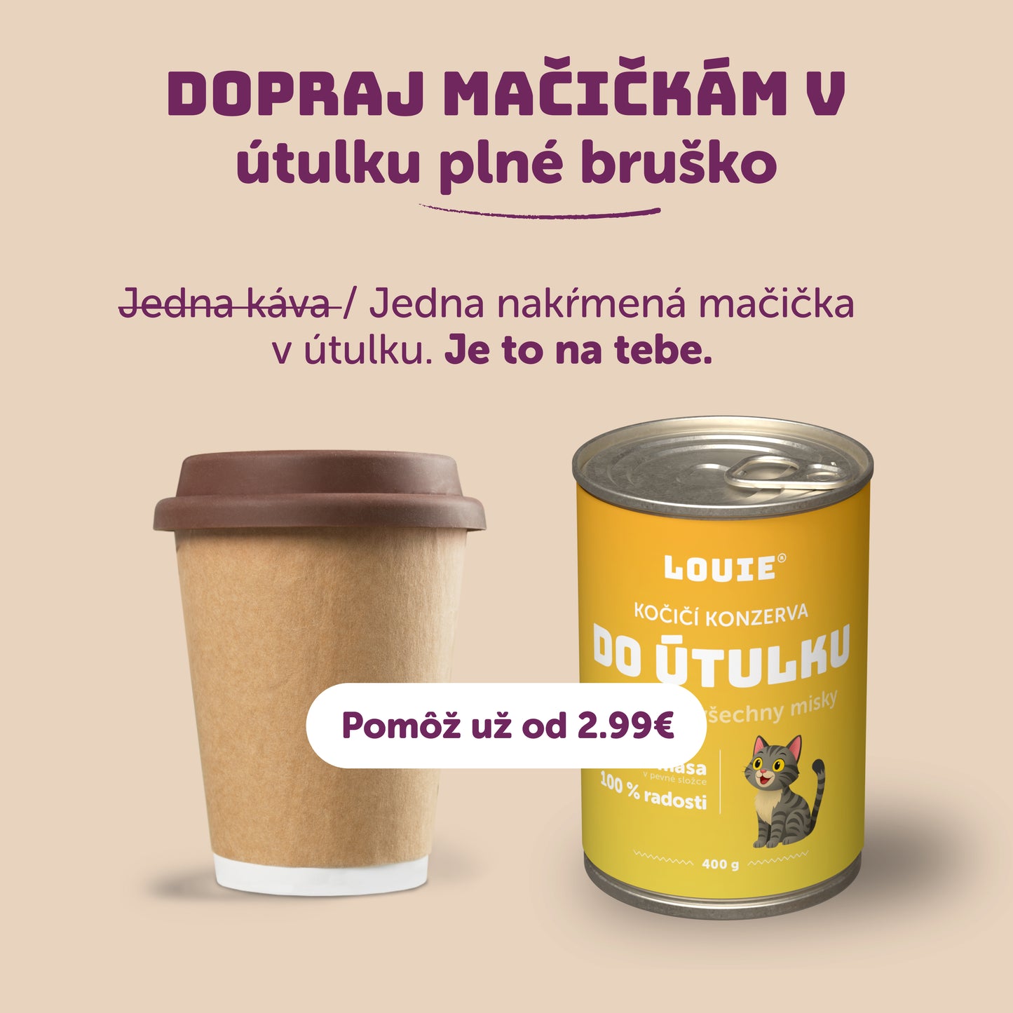 Mačací balíček do útulku 16ks, 400g - LOUIE pomáha útulkom