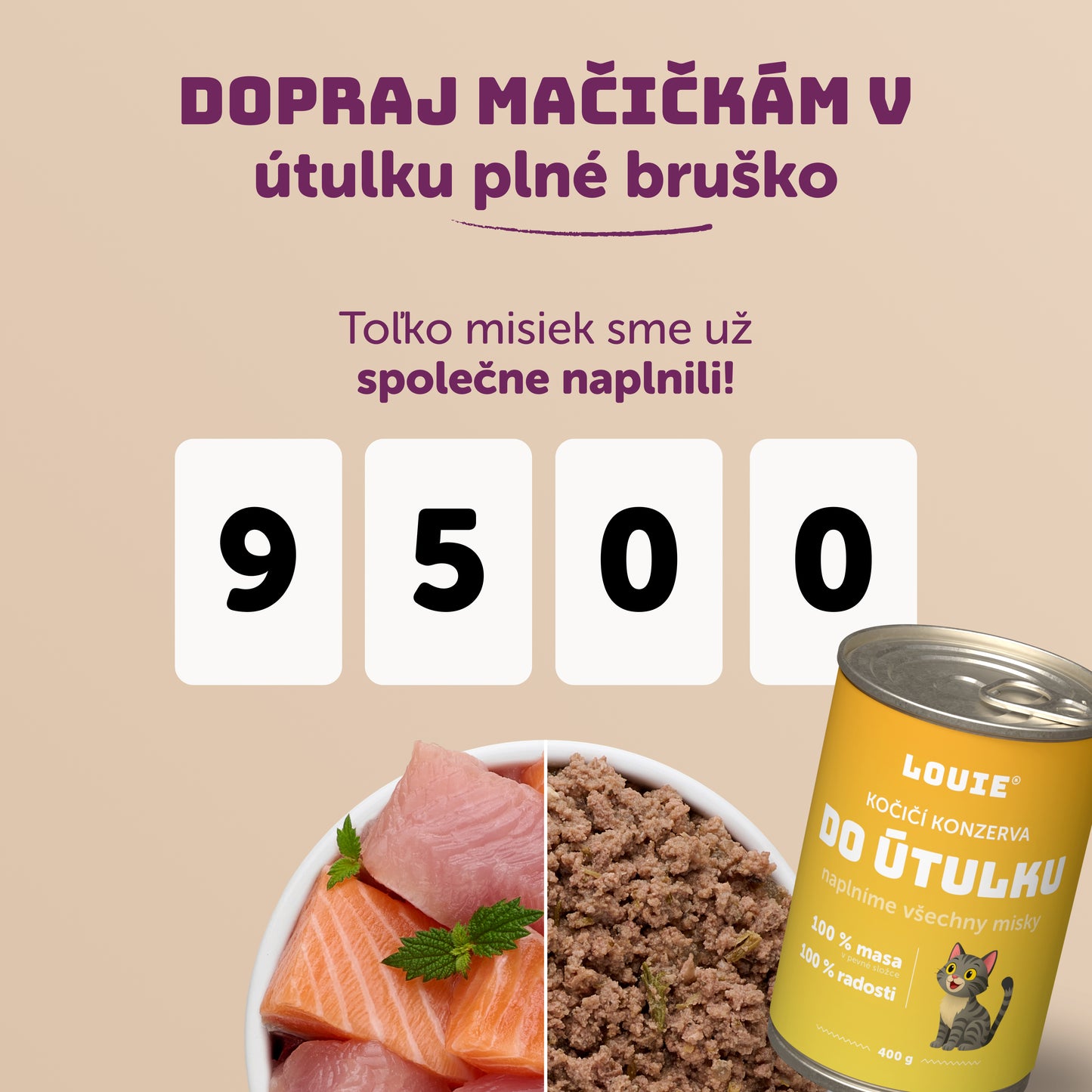 Mačací balíček do útulku 16ks, 400g - LOUIE pomáha útulkom