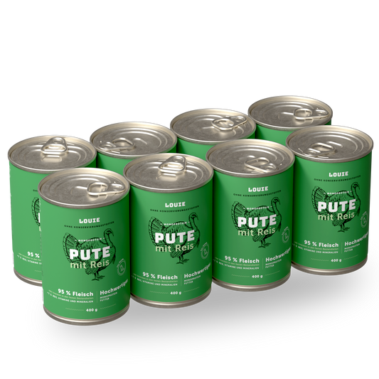 Vorteilspackung mit 8 Stück - Pute mit Reis 400g