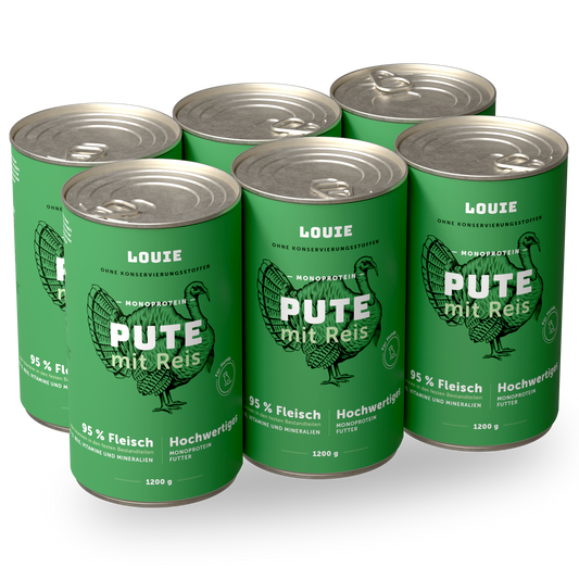 Vorteilspackung mit 6 Stück - Pute mit Reis 1200g