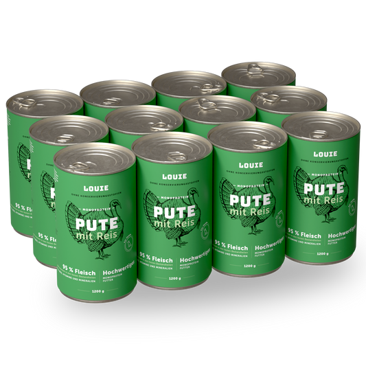 Vorteilspackung mit 12 Stück - Pute mit Reis 1200g