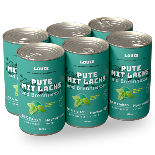 Vorteilspackung mit 6 Stück - Pute mit lachs und brennnessel 1200g