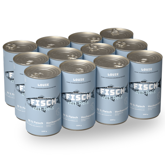 Vorteilspackung mit 12 Stück - Fisch mit Reis 1200g
